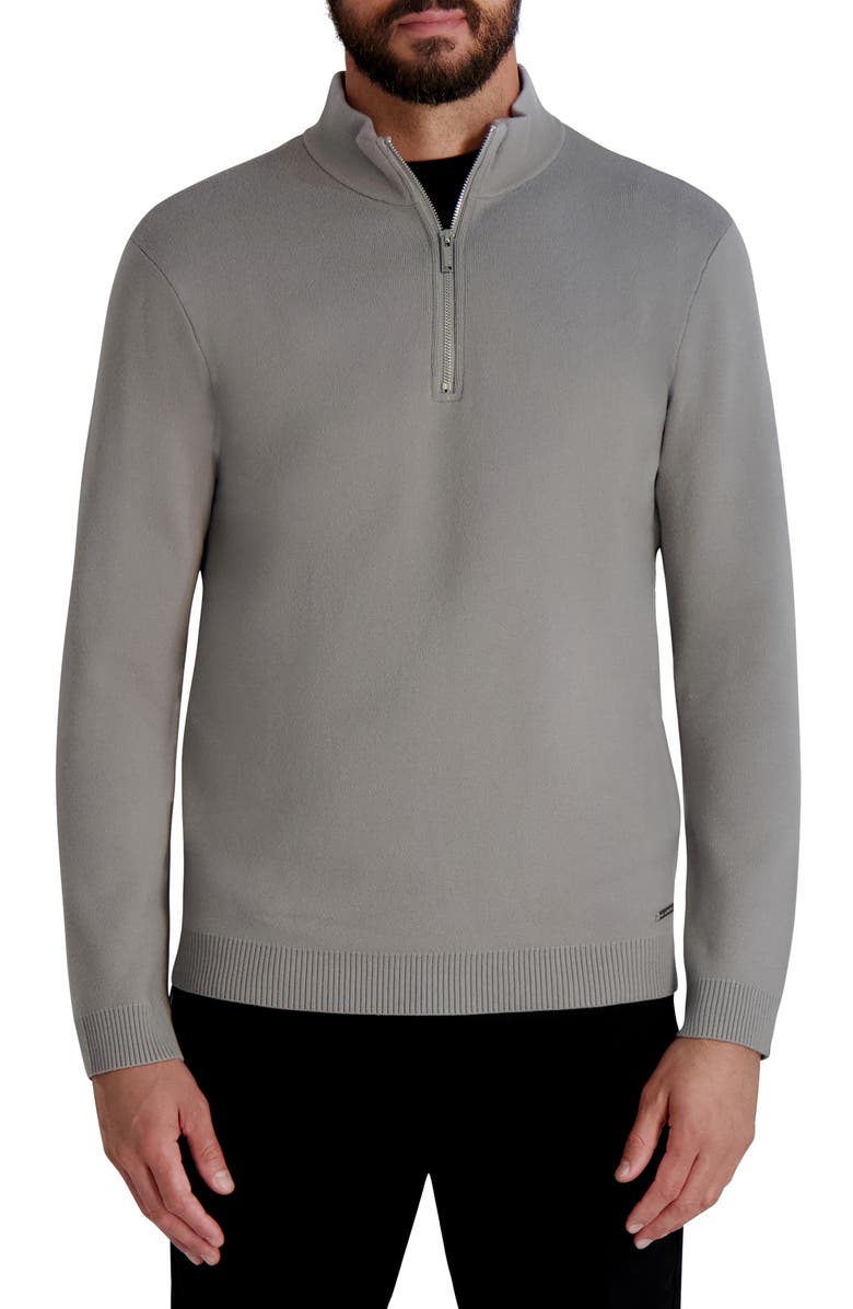 KARL LAGERFELD PARIS Quarter Zip Pullover, Main, color, Grey