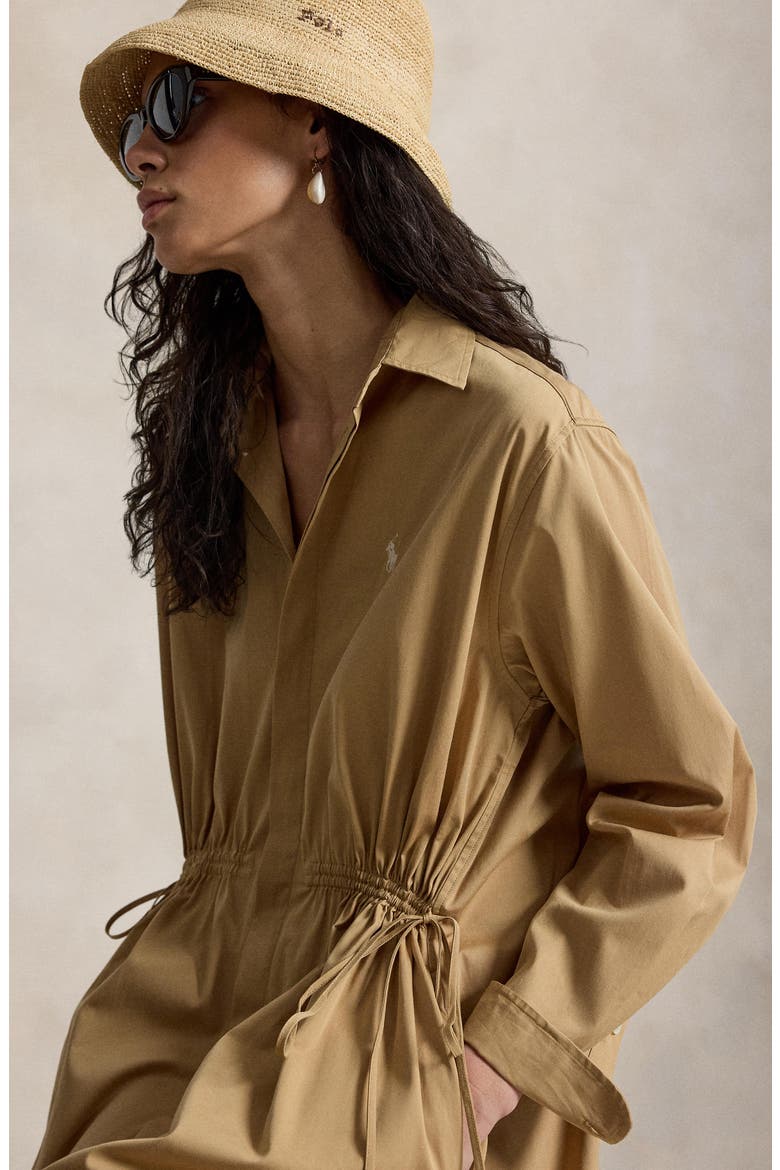 Drawcord Cotton Shirtdress, Alternate, color, CLASSIC CAMEL
