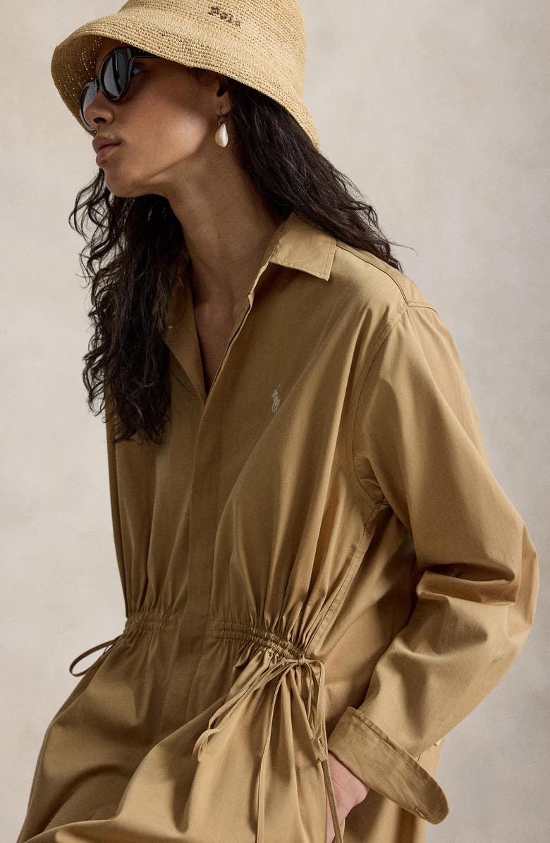 Polo Ralph Lauren Drawcord Cotton Shirtdress, Alternate, color, Classic Camel