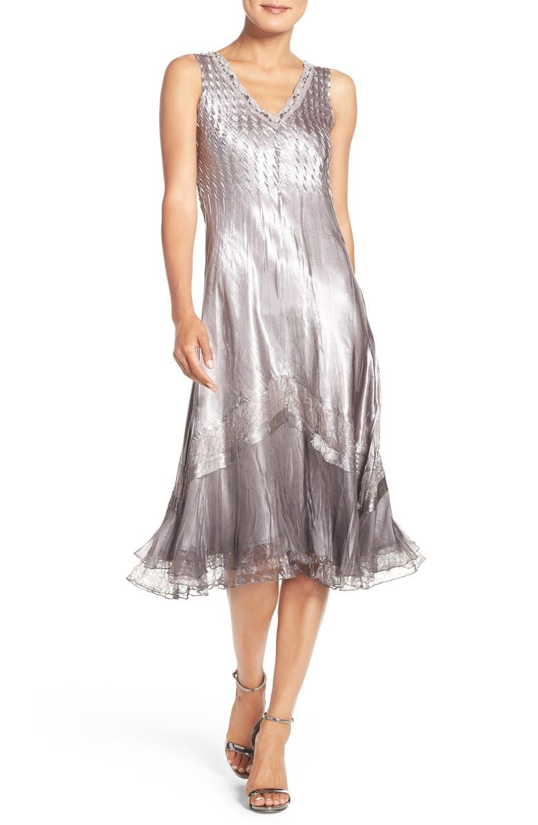 Komarov Ombré Charmeuse A-Line Dress & Chiffon Jacket, Alternate, color,