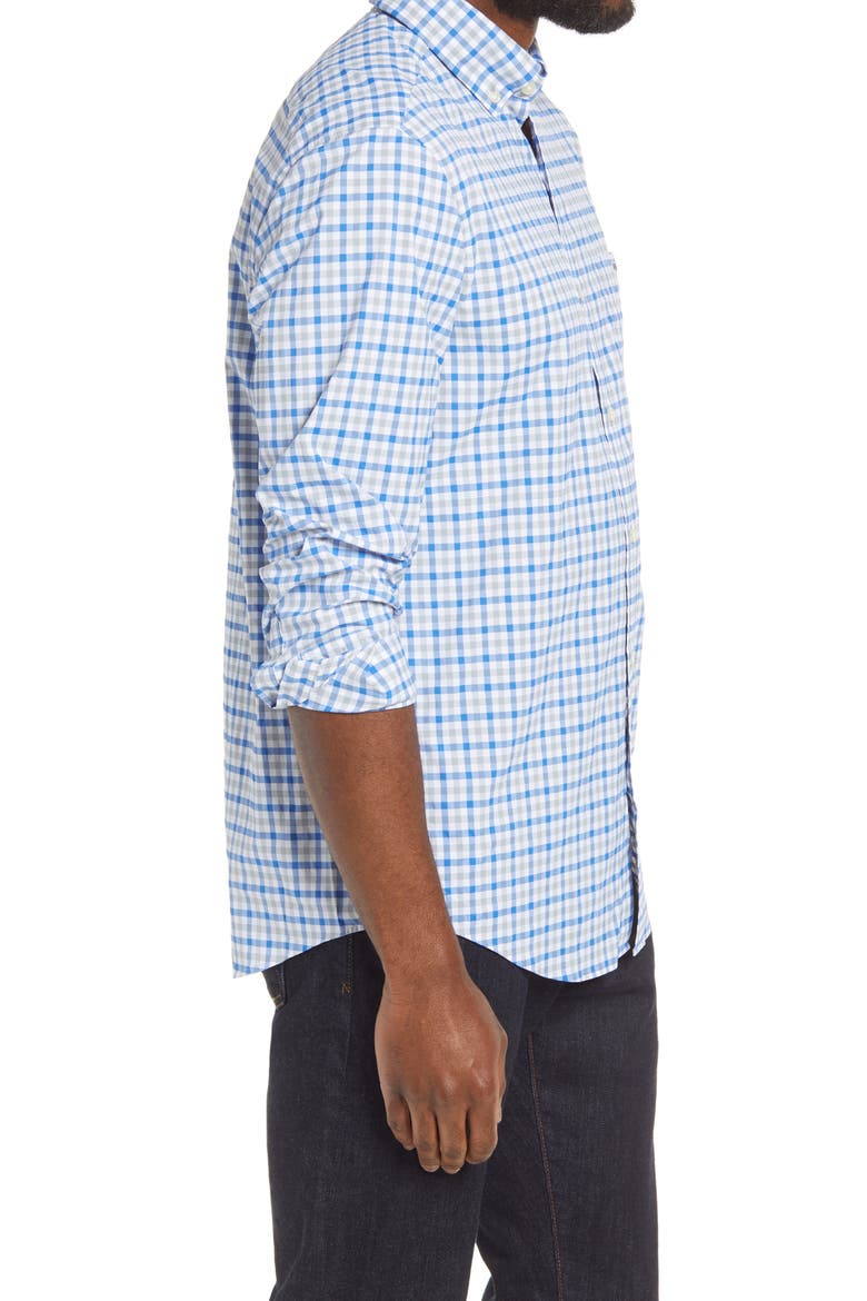Grouper Classic Fit Plaid Button-Down Performance Shirt, Alternate, color, BARRACUDA
