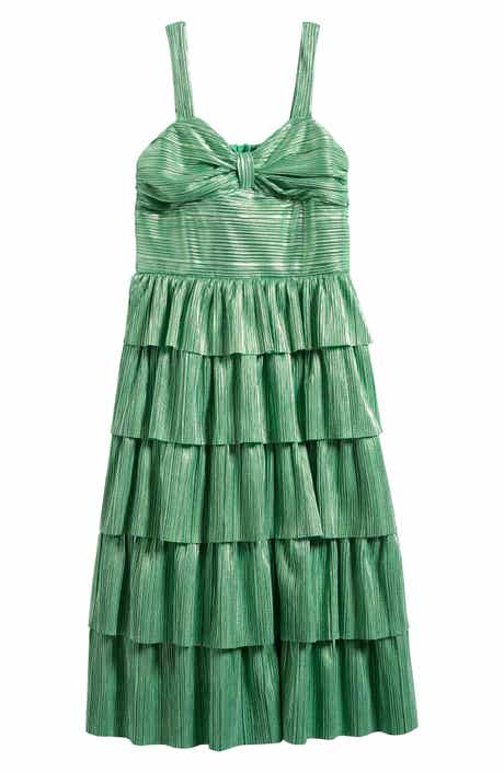 LOVE, NICKIE LEW Kids' Plissé Tiered Maxi Dress