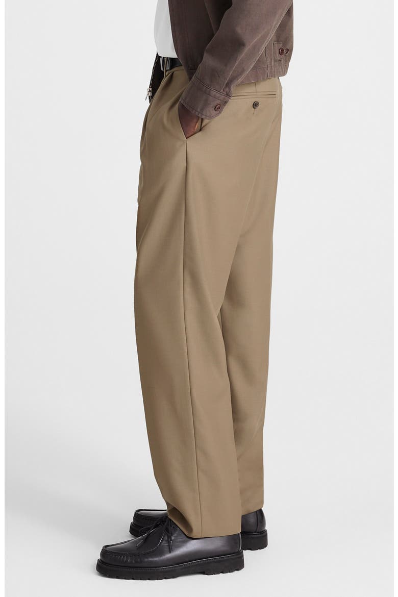Double Pleated Wool Blend Twill Pants, Alternate, color, DESERT BROWN