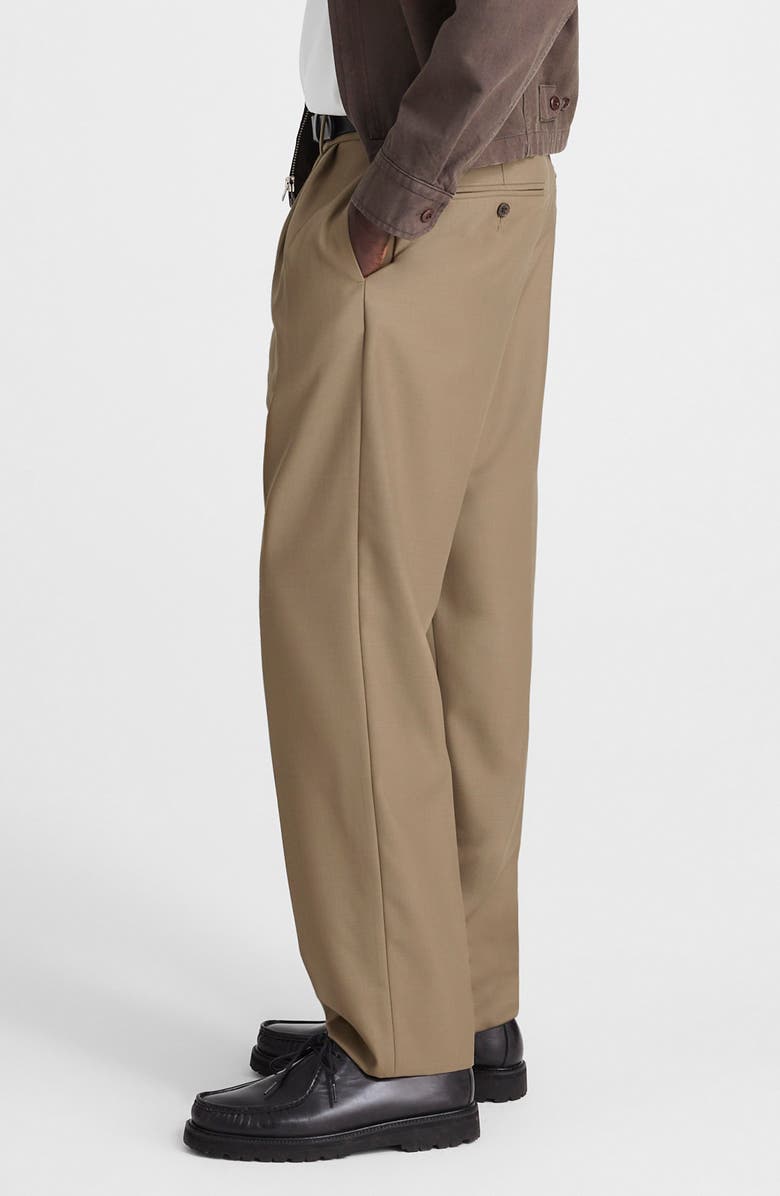 Madewell Double Pleated Wool Blend Twill Pants, Alternate, color, Desert Brown