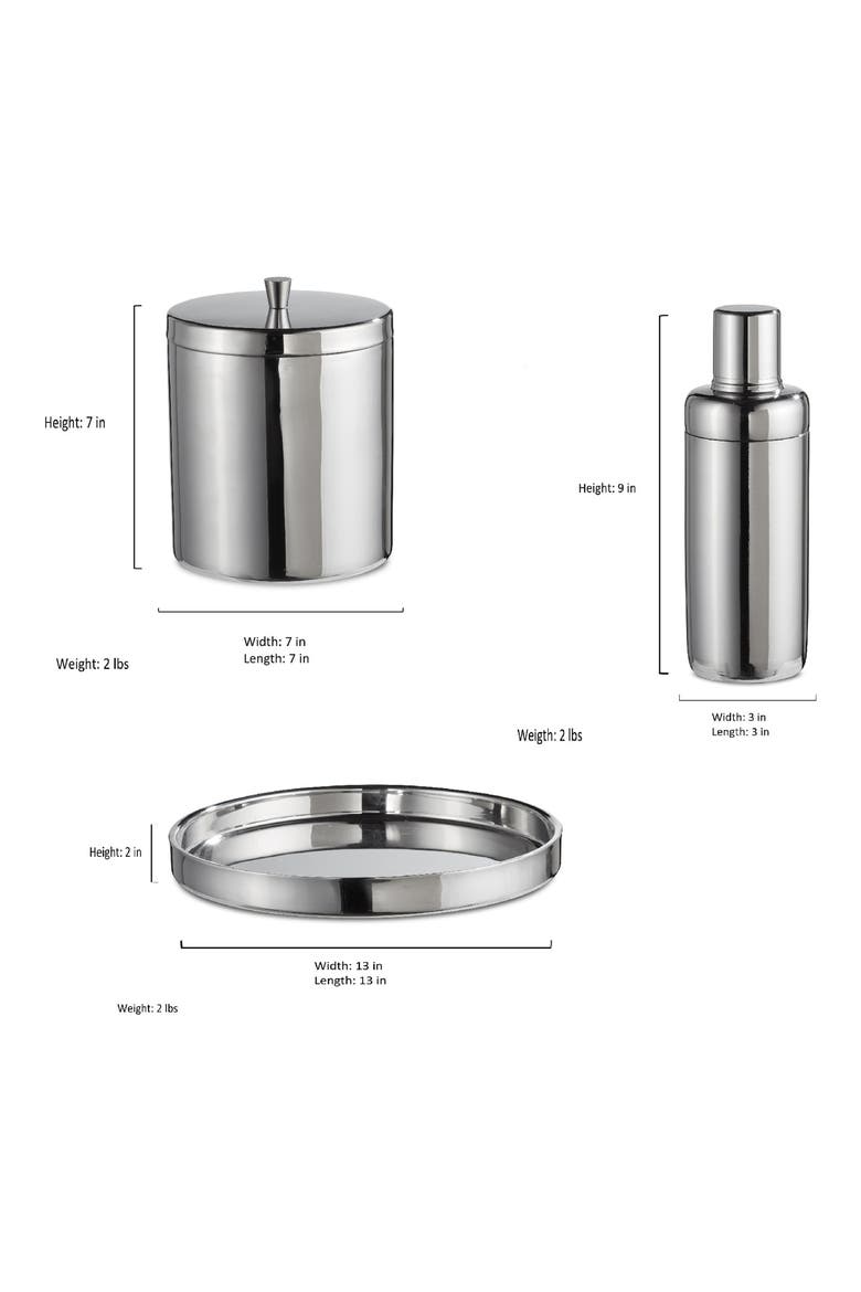 3-Piece Deco Bar Set, Alternate, color, SILVER