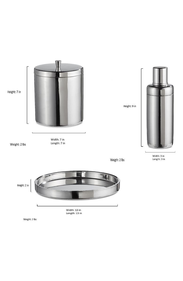 ROSELLI TRADING COMPANY 3-Piece Deco Bar Set, Alternate, color, Silver