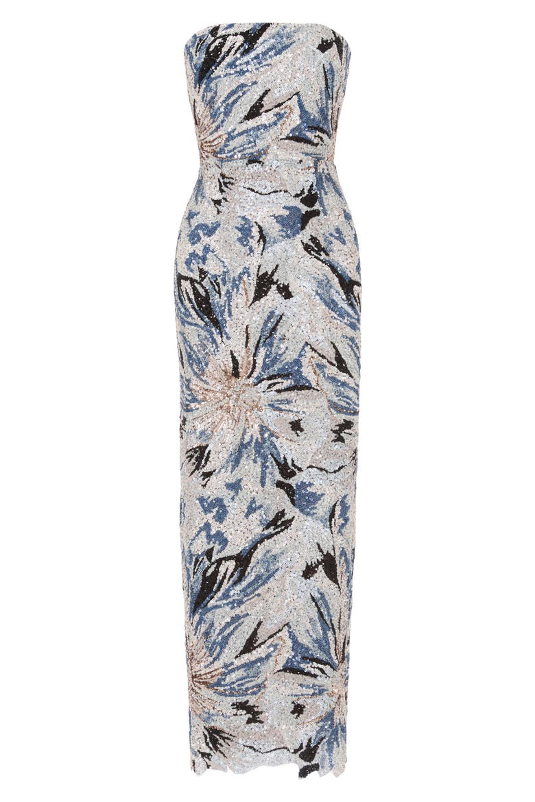 Meryl Strapless Sequin Gown, Alternate, color, BLUE MULTI
