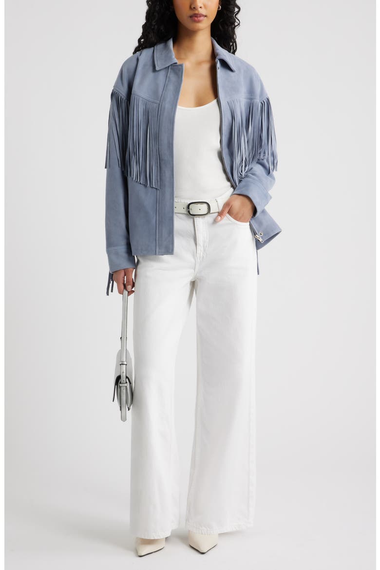 Fringe Suede Jacket, Alternate, color, BLUE UMBRA