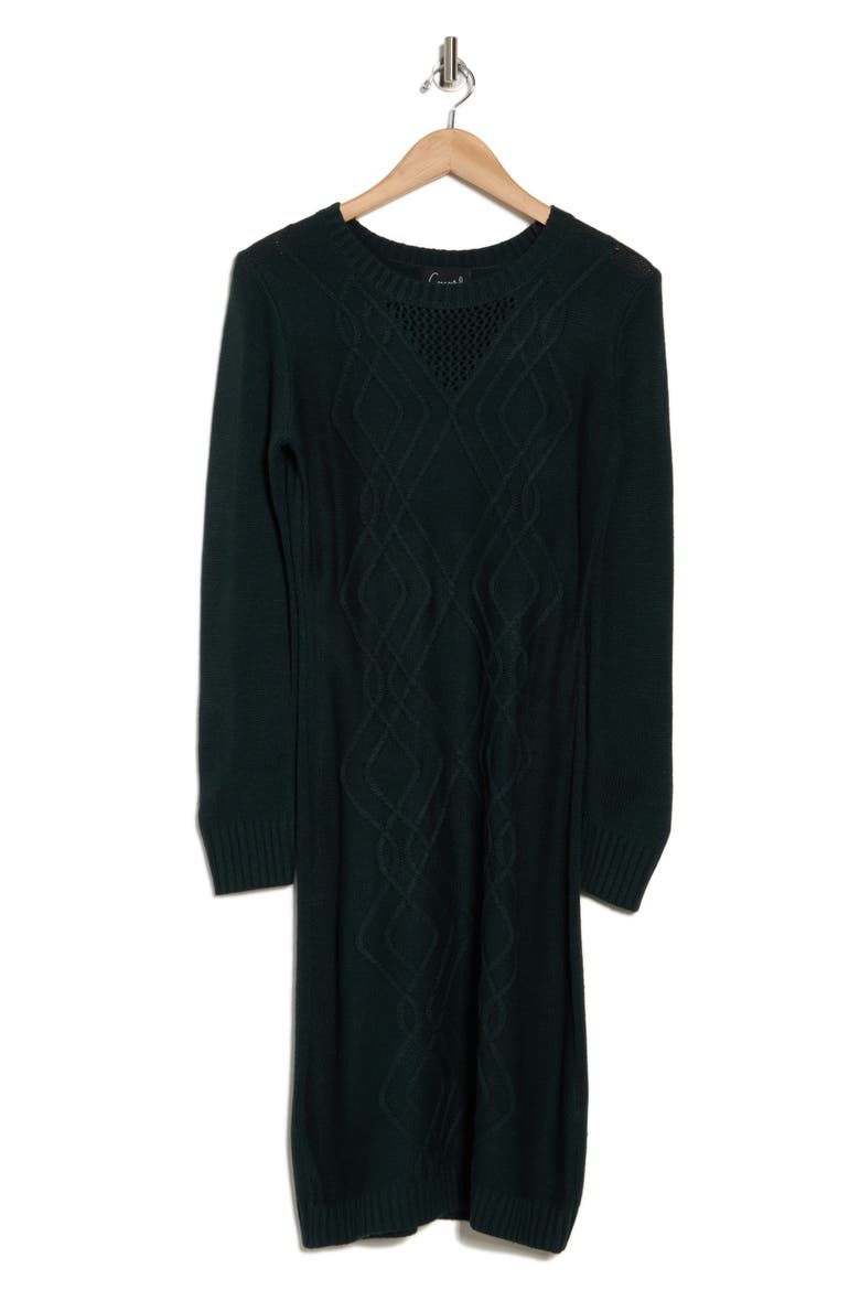 Long Sleeve Sweater Dress, Alternate, color, HUNTER GRE