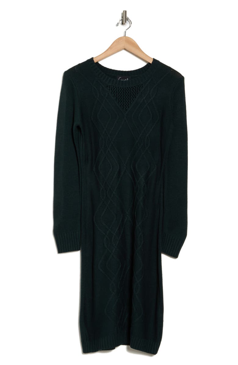 Connected Apparel Long Sleeve Sweater Dress, Alternate, color, Hunter