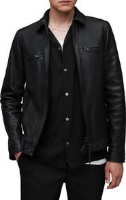AllSaints Luck Slim Fit Leather Jacket