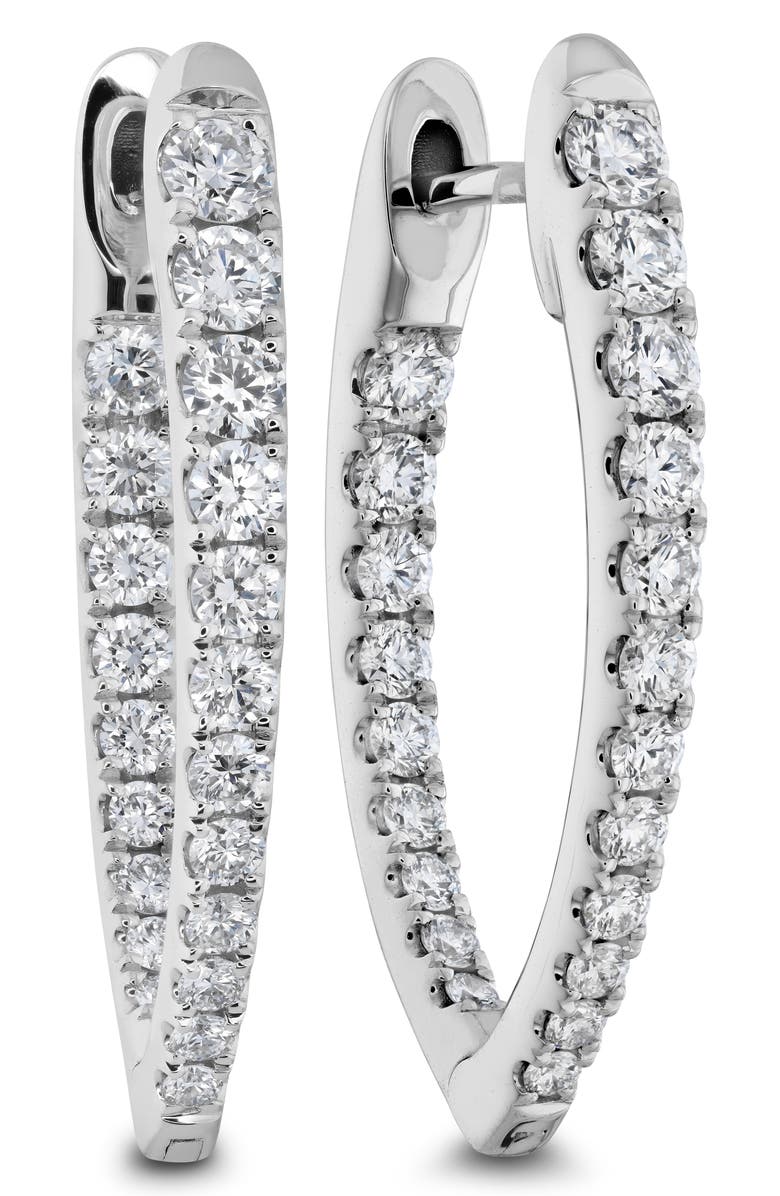 Mémoire Imperial Diamond Inside Out Hoop Earrings, Main, color, White Gold