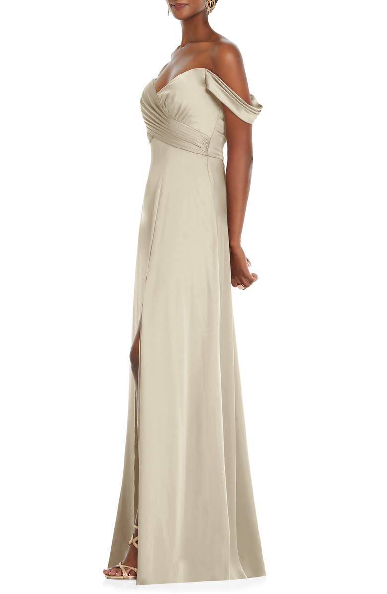 Dessy Collection Off the Shoulder Satin Gown, Alternate, color, 