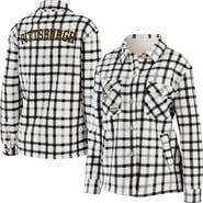 WEAR by Erin Andrews Women's WEAR by Erin Andrews Oatmeal Pittsburgh Penguins Plaid Button-Up Shirt Jacket