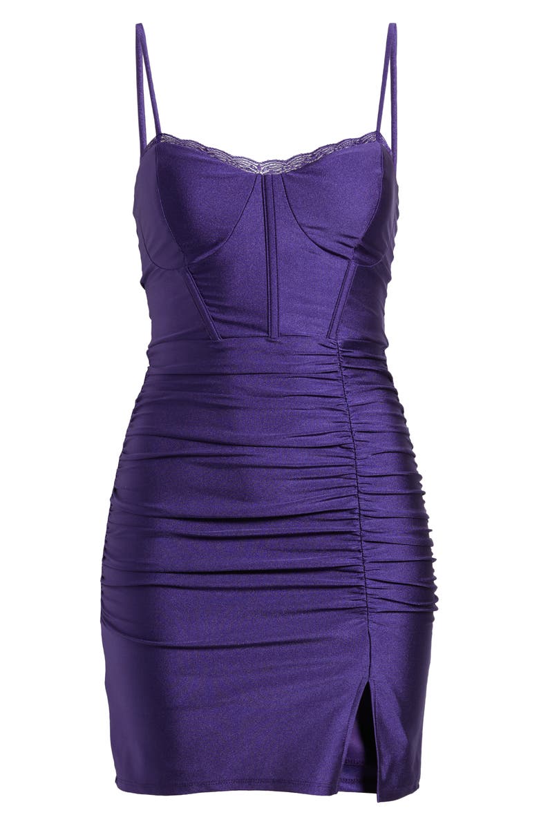 Emerald Sundae Lace Trim Body-Con Minidress, Alternate, color, Violet