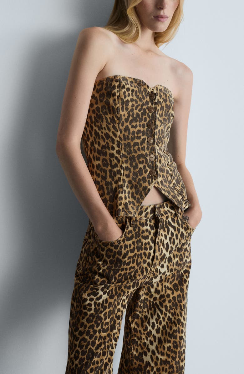 MANGO Leopard Print High Waist Jeans, Alternate, color, 