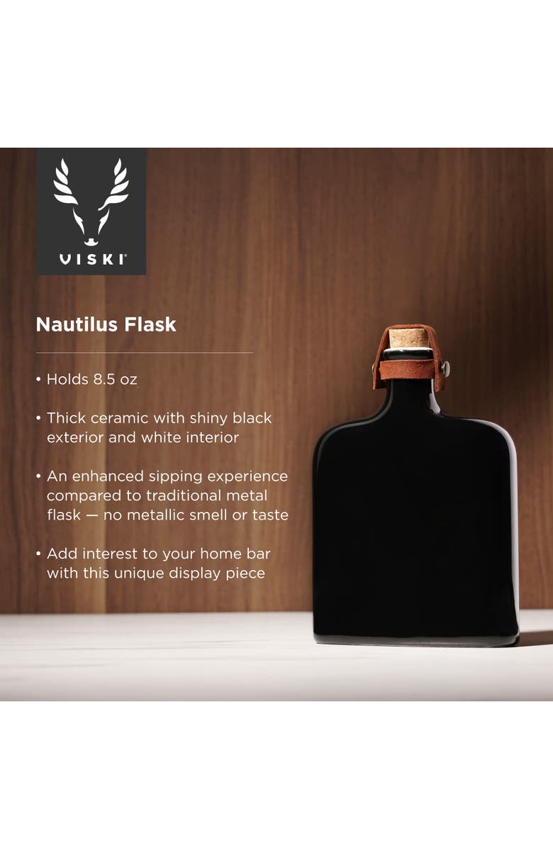 Viski Irving Nautilus 8.5 oz Ceramic Flask, Alternate, color, Black