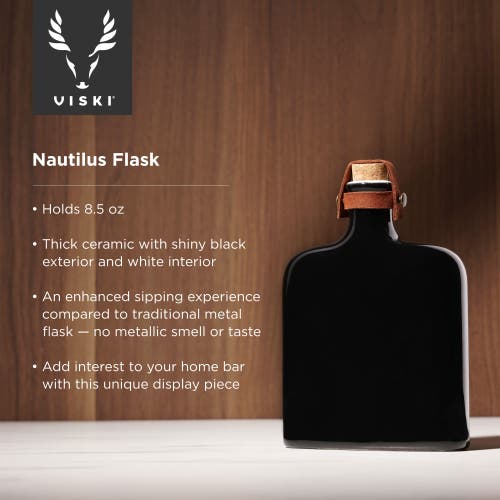 Viski Irving Nautilus 8.5 oz Ceramic Flask In Black