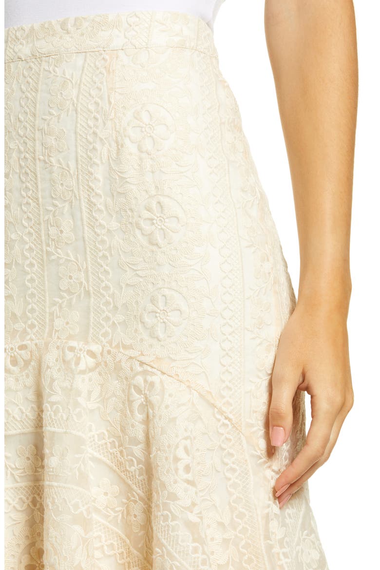 Embroidered Flounce Skirt, Alternate, color, BEIGE SWAN