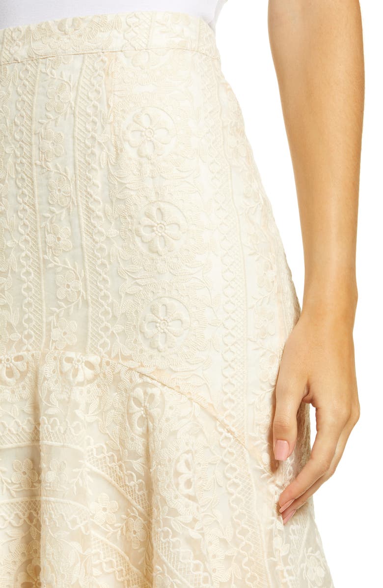 Rachel Parcell Embroidered Flounce Skirt, Alternate, color, 