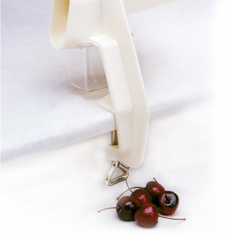 Norpro Deluxe Automatic Feed Cherry Pitter With Clamp And Catch Hopper In White