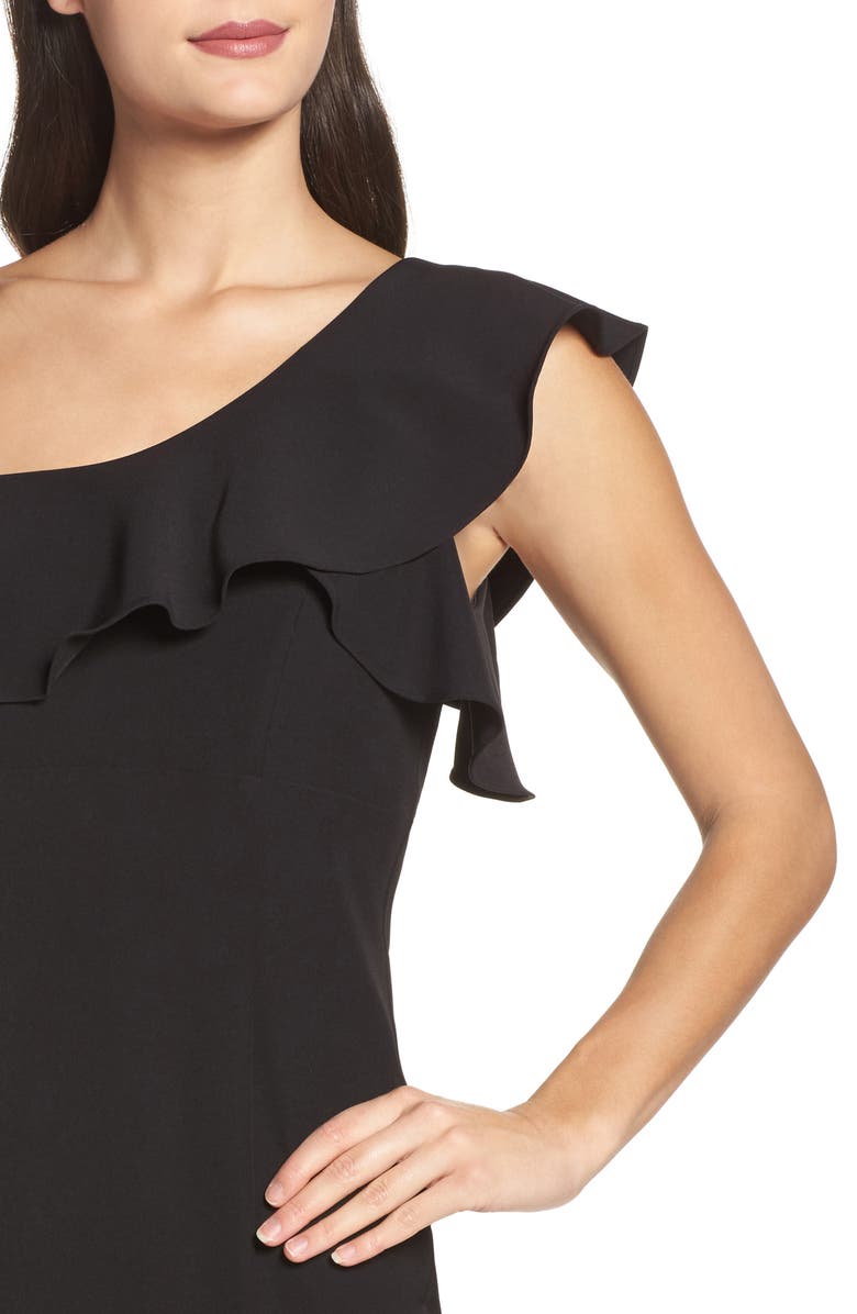 Bardot One-Shoulder Ruffle Sheath Dress, Alternate, color, 
