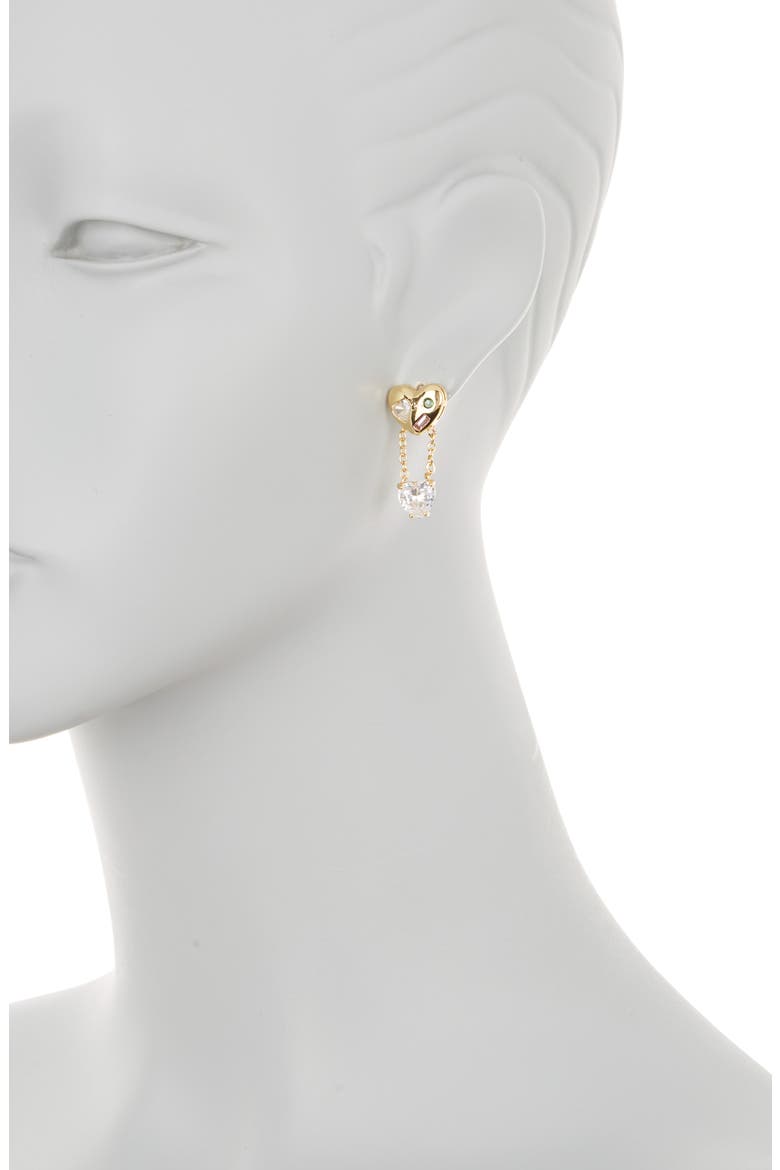 Two-Tone Heart Mismatched Earrings, Alternate, color, GOLD
