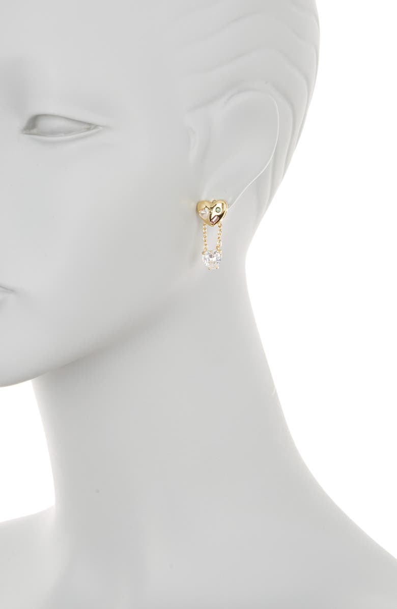 EYE CANDY LOS ANGELES Two-Tone Heart Mismatched Earrings, Alternate, color, Gold