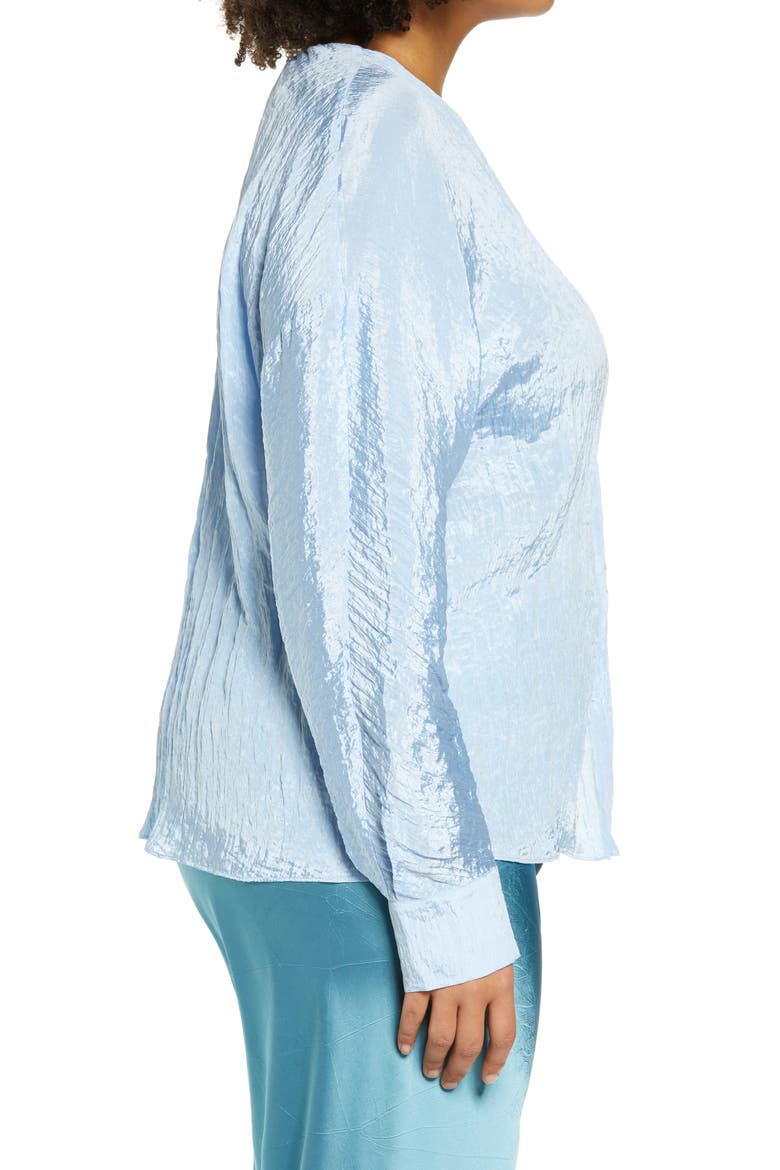 Double V-Neck Blouse, Alternate, color, CERULEAN