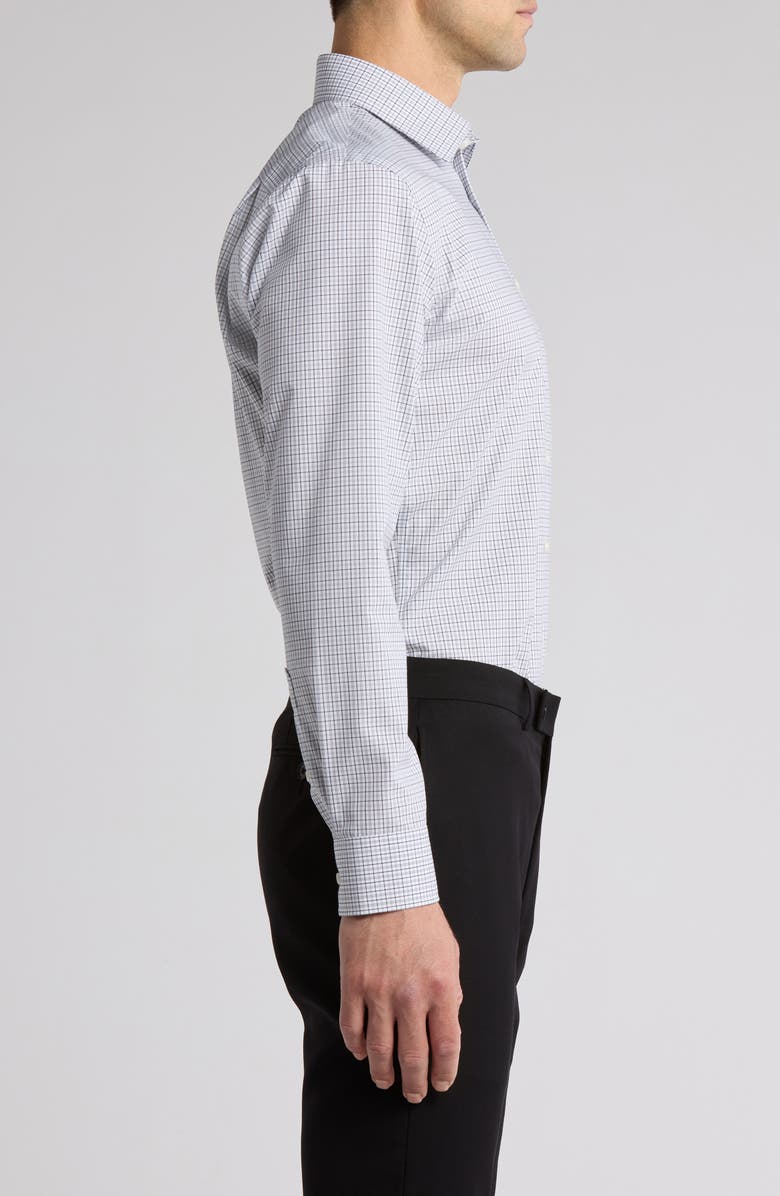 Nordstrom Victoria St. Trim Fit Microcheck Cotton Dress Shirt, Alternate, color, Navy Aria Plaid