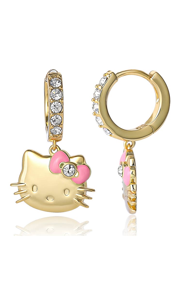 Pave Charm Hoop Earrings, Alternate, color, Gold
