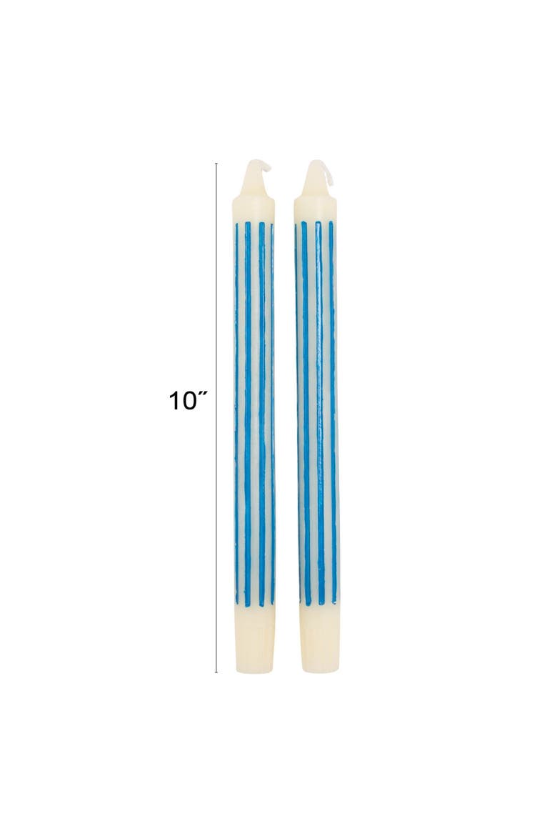 2-Piece Unscented Vertical-Striped Taper Candles, Alternate, color, Blue