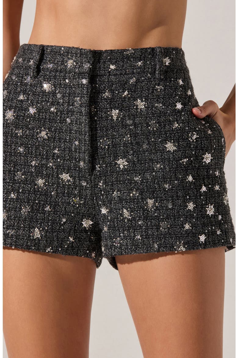 Wynn High Waist Tweed Shorts, Alternate, color, CHARCOAL
