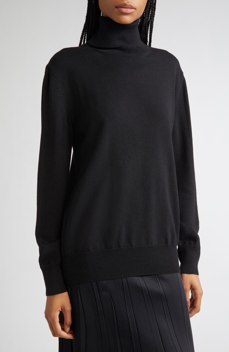 Jil Sander Wool Turtleneck Sweater, Alternate, color, Black