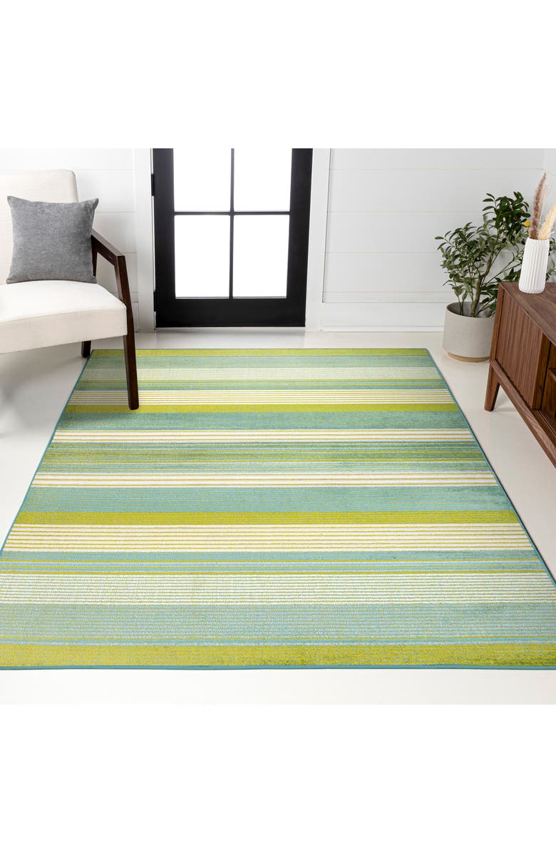 JONATHAN Y Duxbury Gradient Ticking Striped Area Rug, Alternate, color, Green/Blue