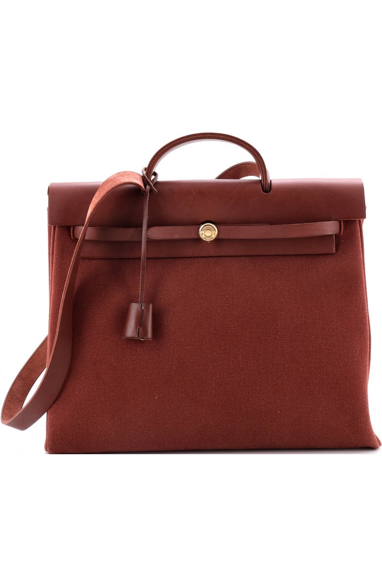 Pre-Owned Hermes Herbag Toile and Leather MM, Main, color, Rouge H