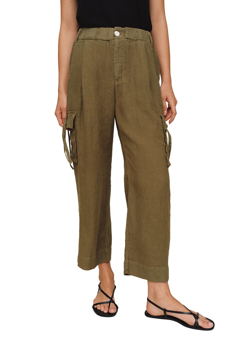 Bella Dahl Cargo Ties Ankle Linen Pants, Main, color, 