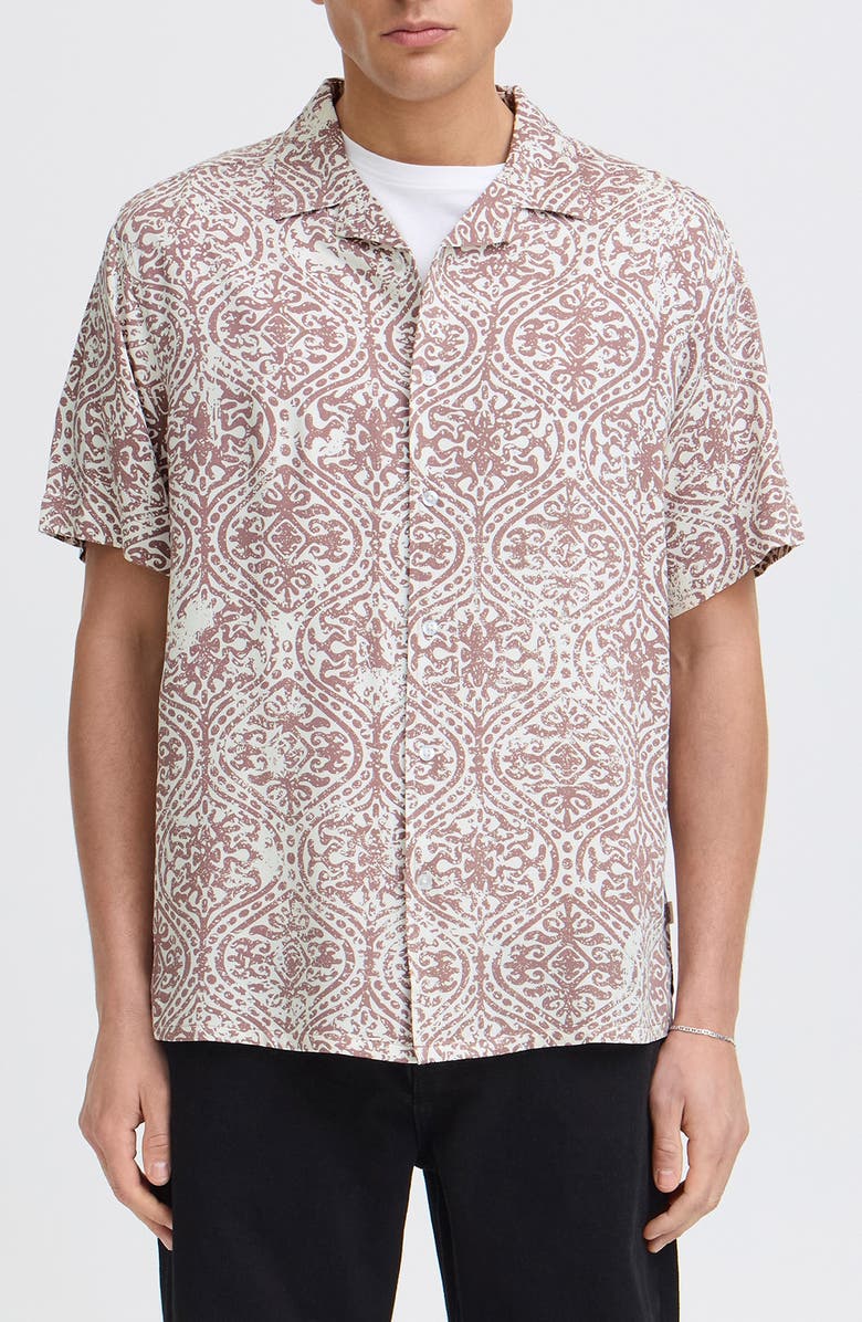 !SOLID Urkon Arabesque Print Camp Shirt, Main, color, Twilight Mauve