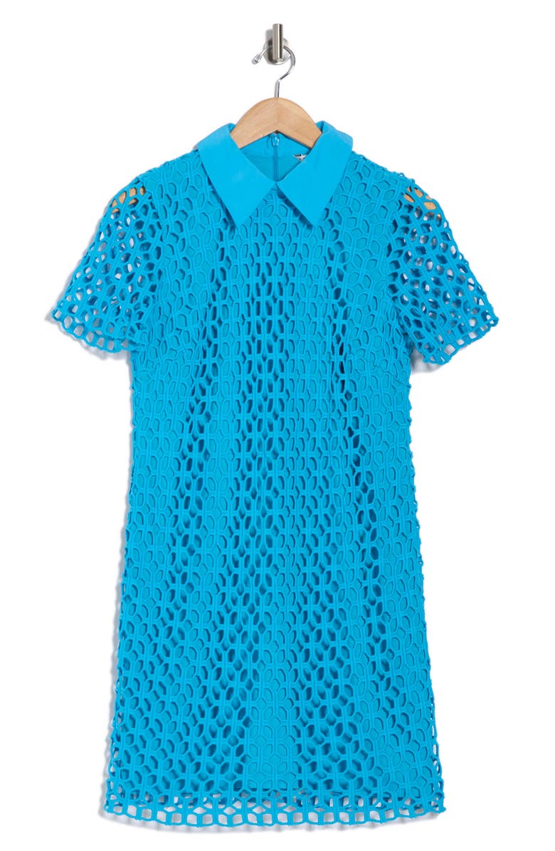 Trina Turk Sorrento Short Sleeve Cutout Shirtdress, Alternate, color, Blue Grotto