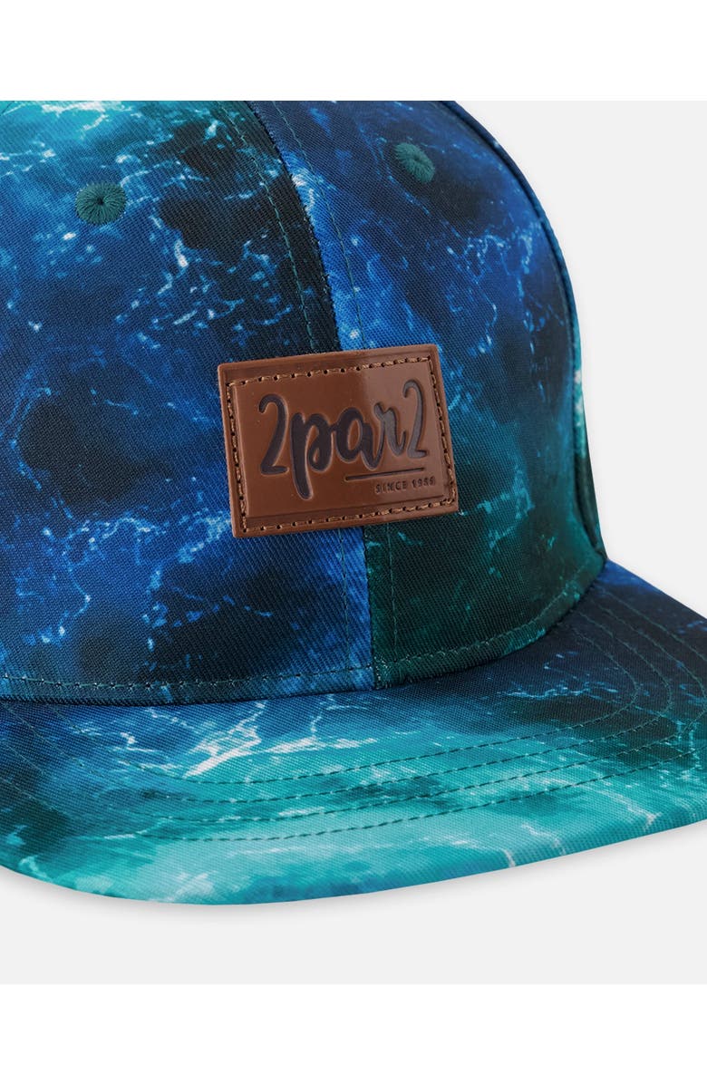 Deux par Deux Flat Brim Wave Cap, Alternate, color, Blue Wave Print