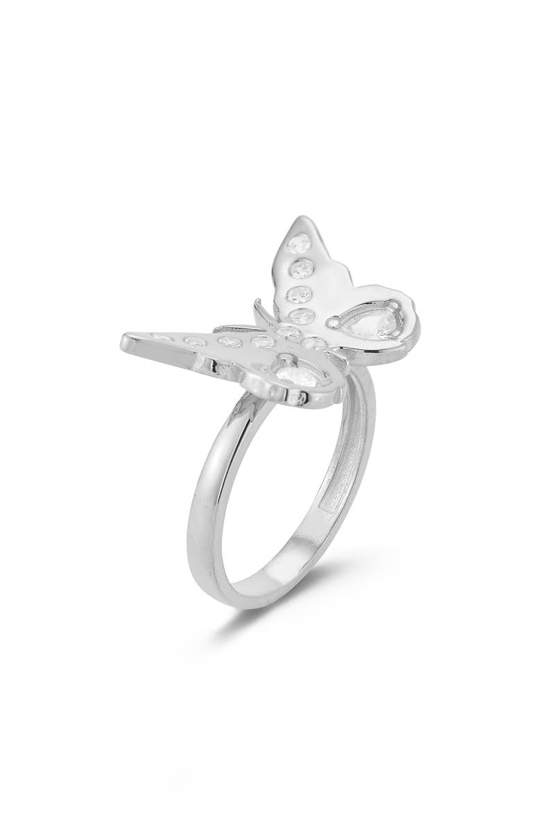 SPHERA MILANO Sterling Silver & CZ Butterfly Ring, Main, color, Silver