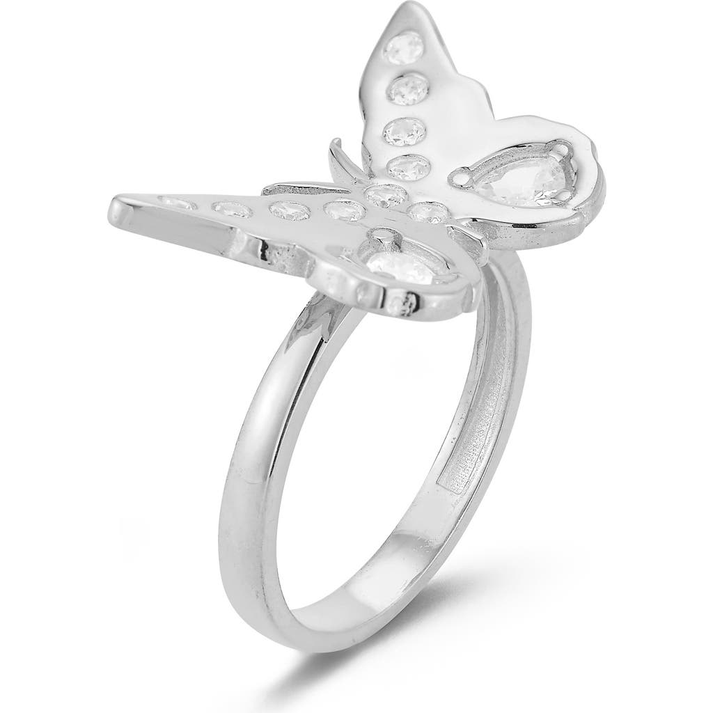 Sphera Milano Sterling Silver & Cz Butterfly Ring In Silver
