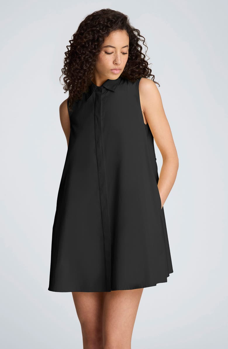 Kenneth Cole Sleeveless Trapeze Mini Shirtdress, Alternate, color, Black