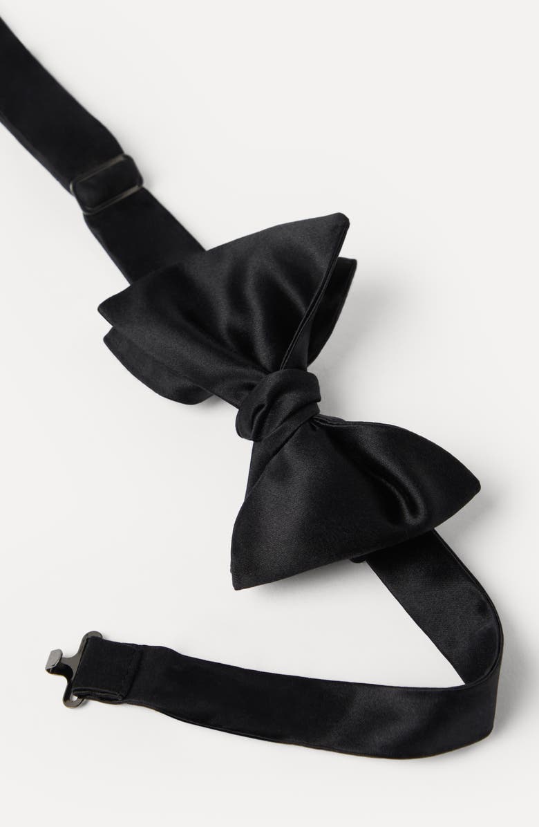 Brunello Cucinelli Cotton and silk satin bow tie, Alternate, color, Black