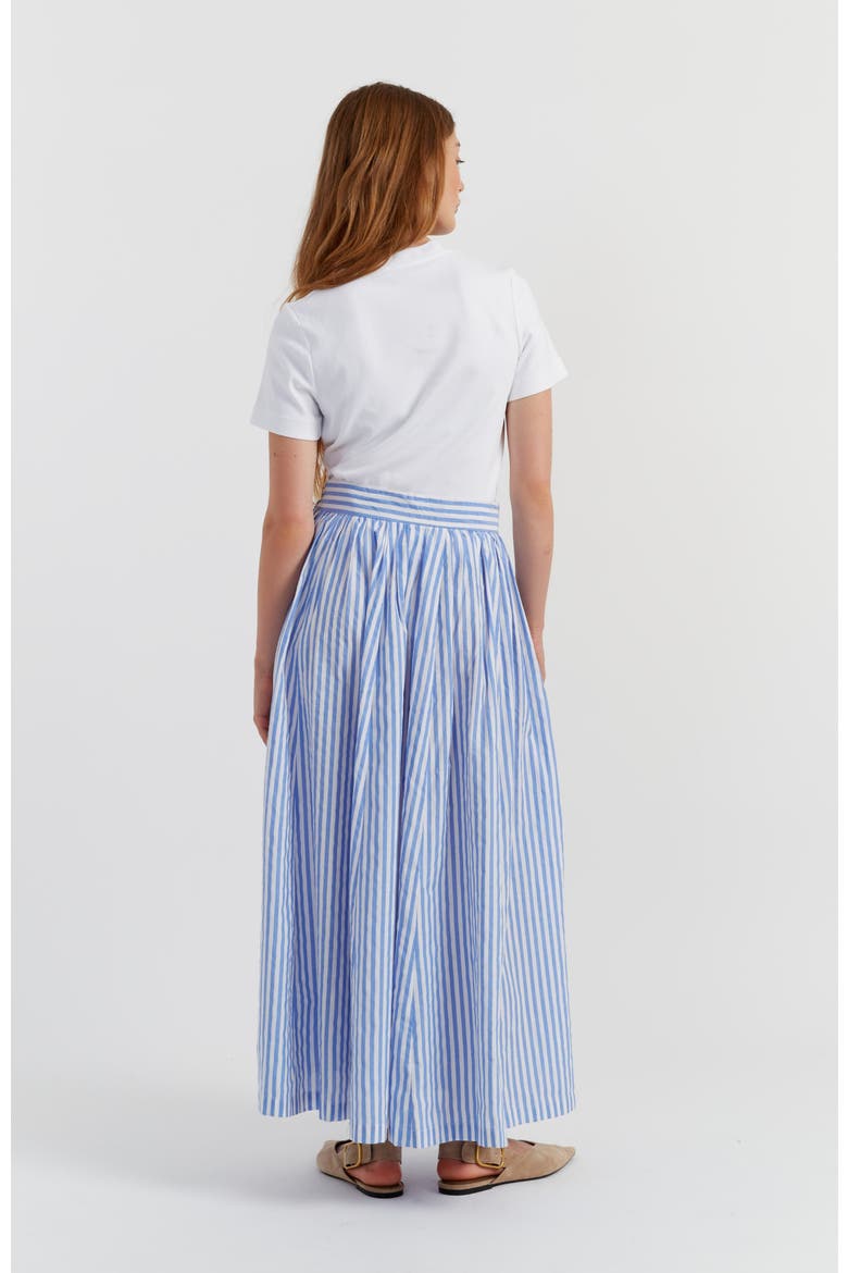 Cotton Oxford A-Line Stripe Skirt, Alternate, color, Blue Stripe