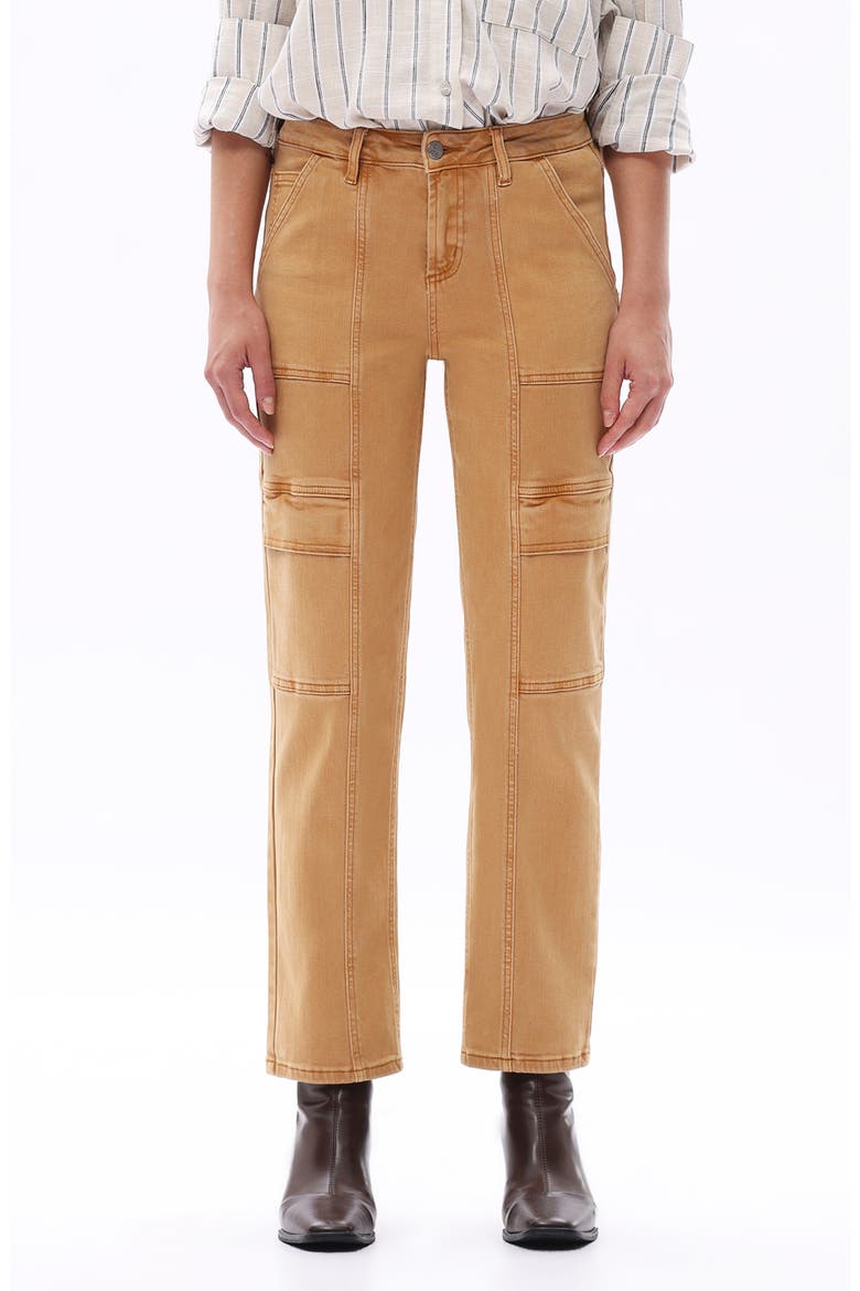 Judy Mid Rise Ankle Straight Leg Utility Jeans, Main, color, KHAKI