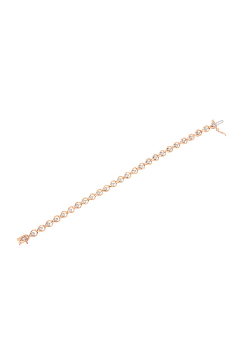 Silver 1/4 Cttw Diamond Miracle-Set Teardrop Shaped Link Bracelet, Alternate, color, Rose