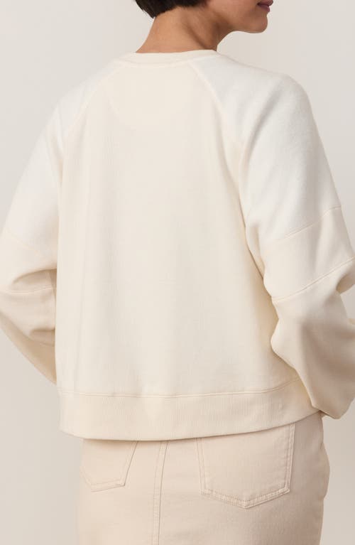 Marine Layer Cloud 9 Crop Mixed Media Sweatshirt In Antique White
