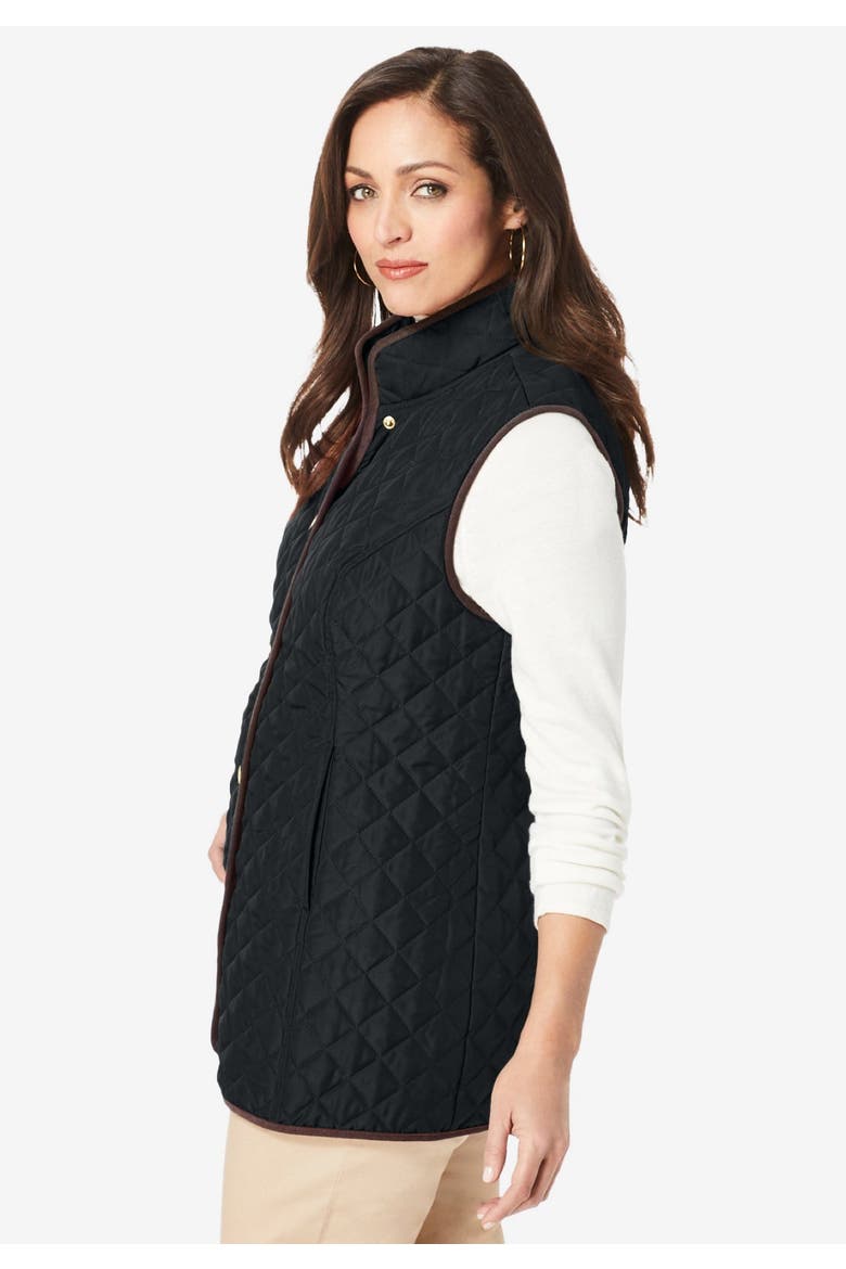 Quilted Vest, Alternate, color, BLACK