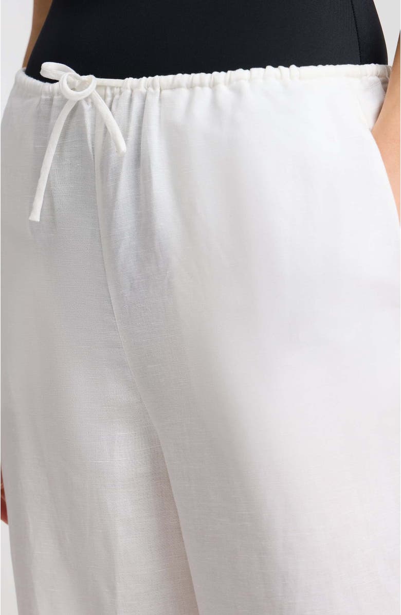 Onia Air Linen Drawstring Wide Leg Pant, Alternate, color, White